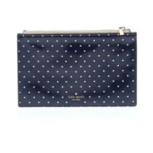 Kate Spade New York Navy Larabee Dot Pencil Pouch Navy Blue White Polka Dots